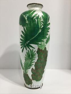 12 FINE Antique Japanese Meiji Signed Ginbari Cloisonné Palm Vase