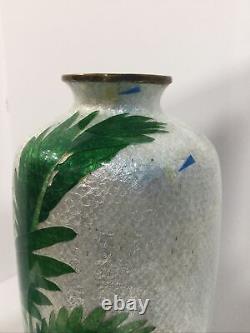 12 FINE Antique Japanese Meiji Signed Ginbari Cloisonné Palm Vase