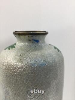 12 FINE Antique Japanese Meiji Signed Ginbari Cloisonné Palm Vase