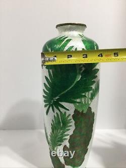 12 FINE Antique Japanese Meiji Signed Ginbari Cloisonné Palm Vase