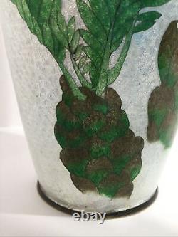 12 FINE Antique Japanese Meiji Signed Ginbari Cloisonné Palm Vase