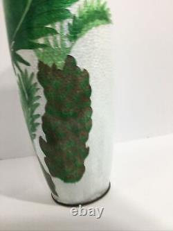 12 FINE Antique Japanese Meiji Signed Ginbari Cloisonné Palm Vase