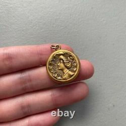 1910s Antique Gold Filled Japanese Gibson Girl Locket, F&B Pat Jewelry