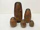 1918 Antique 5 Pcs Japanese Fine Art Wooden Nesting Doll