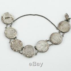 1930s Handcrafted Vintage Japanese Sterling and Mix Metal Art Work Bracelet 7 L
