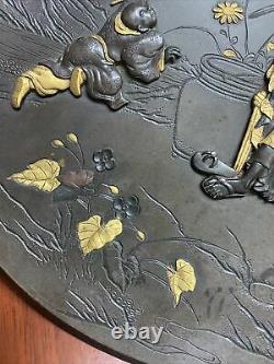 19th Century Japanese Bronze and Gilt Mixed Metal Meiji Charger Fine Quality