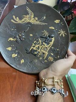 19th Century Japanese Bronze and Gilt Mixed Metal Meiji Charger Fine Quality