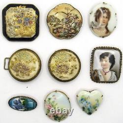 19th century Fine Japanese Gilt Satsuma Porcelain Belt Buckle Hand Painted Pins