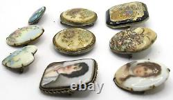 19th century Fine Japanese Gilt Satsuma Porcelain Belt Buckle Hand Painted Pins