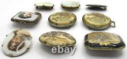 19th century Fine Japanese Gilt Satsuma Porcelain Belt Buckle Hand Painted Pins