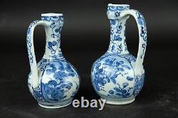 2 fine antique japanese Arita blue and white ewers circa 1700