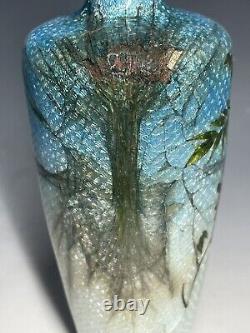 5 3/4 FINE Antique Japanese Meiji Ginbari Cloisonne Wisteria Flower Foil Vase