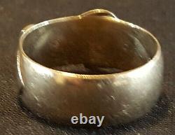 9 carat solid gold diamond ruby vintage Victorian antique buckle belt ring Y 1/2