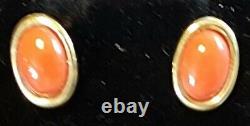 9 carat solid gold & orange coral vintage Art Deco antique pair of earrings