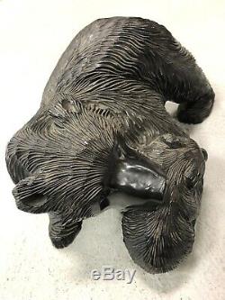 A Fine Antique Japanese Carving Of A Bear And Cub By The Ainu People Of Hokkaido