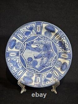 A Fine Japanese 17thC Edo Period Blue and White Dish, Hand Painted