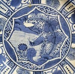 A Fine Japanese 17thC Edo Period Blue and White Dish, Hand Painted