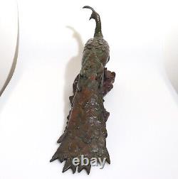 A Fine Japanese Bronze Okimono of a Peacock by Akasofu Gyokko Meiji Japan