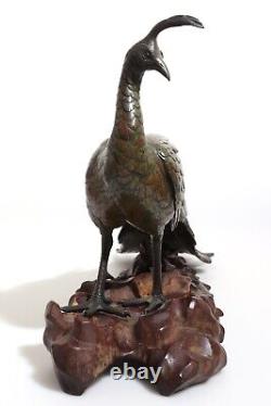 A Fine Japanese Bronze Okimono of a Peacock by Akasofu Gyokko Meiji Japan