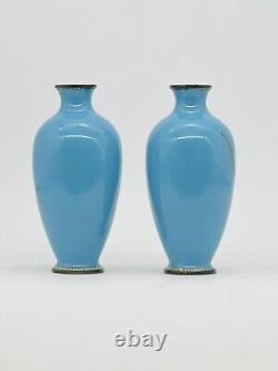 A Fine Japanese Cloisonné Enamel Pair Of Vases With Irises. Meiji Era