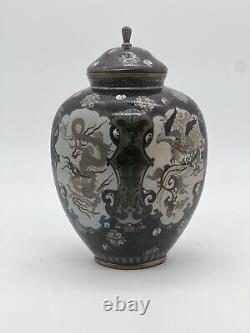 A Fine Japanese Cloisonne Enamel Vase and Cover. Meiji Era