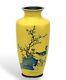 A Fine Japanese Silver Cloisonné Enamel Yellow Vase Attributed to Ando Jubei