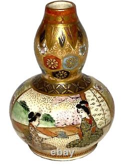 A Fine Miniature 2 Japanese Satsuma Vase Early Meiji period 1868/1912 Signed