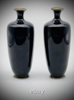 A Fine Opposing Pair of Japanese Cloisonne Enamel Vases. Meiji Era