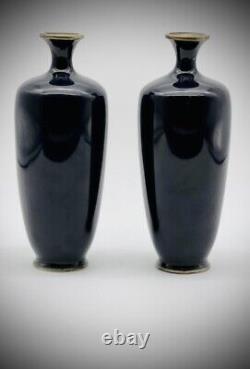 A Fine Opposing Pair of Japanese Cloisonne Enamel Vases. Meiji Era