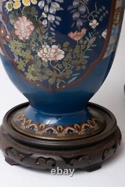 A Fine Pair Of Meiji Period Cloisonne Vases 14 5/6 inch H