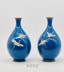 A Fine Pair of Japanese Cloisonne Enamel Vases. Meiji Era