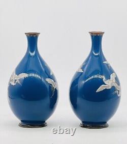 A Fine Pair of Japanese Cloisonne Enamel Vases. Meiji Era