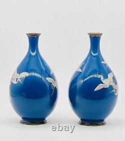 A Fine Pair of Japanese Cloisonne Enamel Vases. Meiji Era