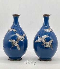 A Fine Pair of Japanese Cloisonne Enamel Vases. Meiji Era