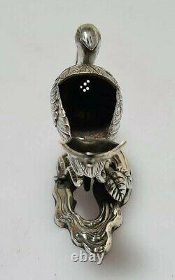 A Fine Quality Pure Silver Meiji Period Miniature Crane Koro Incense Burner