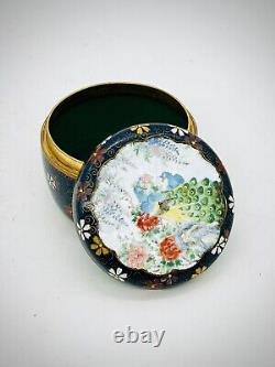 A Fine Unusual Antique Japanese Cloisonne Enamel Kogo Box and Cover By Inaba