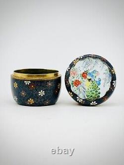 A Fine Unusual Antique Japanese Cloisonne Enamel Kogo Box and Cover By Inaba