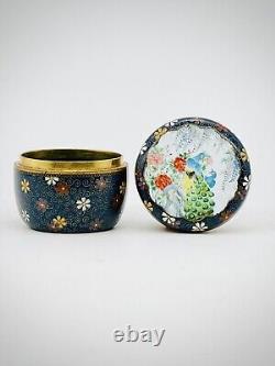 A Fine Unusual Antique Japanese Cloisonne Enamel Kogo Box and Cover By Inaba