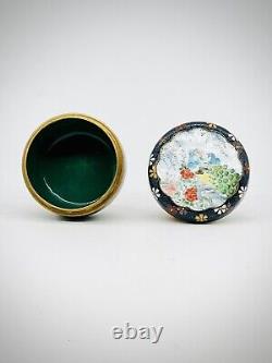 A Fine Unusual Antique Japanese Cloisonne Enamel Kogo Box and Cover By Inaba