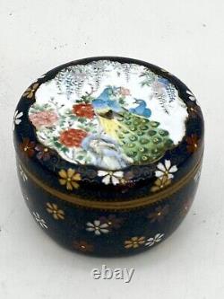 A Fine Unusual Antique Japanese Cloisonne Enamel Kogo Box and Cover By Inaba