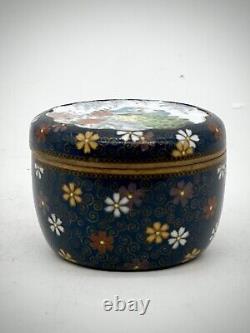 A Fine Unusual Antique Japanese Cloisonne Enamel Kogo Box and Cover By Inaba