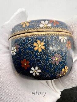 A Fine Unusual Antique Japanese Cloisonne Enamel Kogo Box and Cover By Inaba