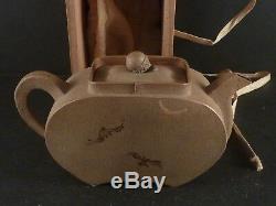 A Very Fine Antique Japanese Bankoware Clay Teapot w. Original Wood Box Meiji