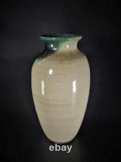 AGANO Ware Pottery Vase 11.8 inch Japanese Vintage Old Fine Art