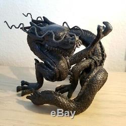 Ancient Fine Japanese Dragon Russet-Iron Sculpture Figure Meiji-Taisho Statue