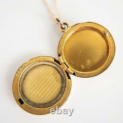 Antique 14k Gold Fill Repousse Foster & Bailey Japanese Geisha Locket & Chain