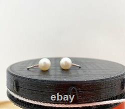 Antique 14k white gold 7mm Japanese Akoya pearl non pierced screw back earrings