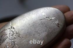 Antique 1900's Japanese 950 Sterling Silver 4 Vintage Trinket Snuff Bonbon Box