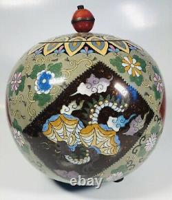 Antique 19th Century Fine Japanese Large Cloisonne Enamel Jar with Lid 9
