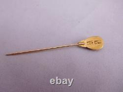 Antique Asian Chinese Japanese Export 24k Yellow Gold Jade Stone Hat Stick Pin